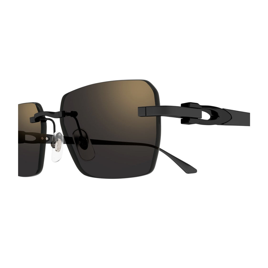 Cartier Rimless Rectangular Sunglasses With Black Titanium Temples