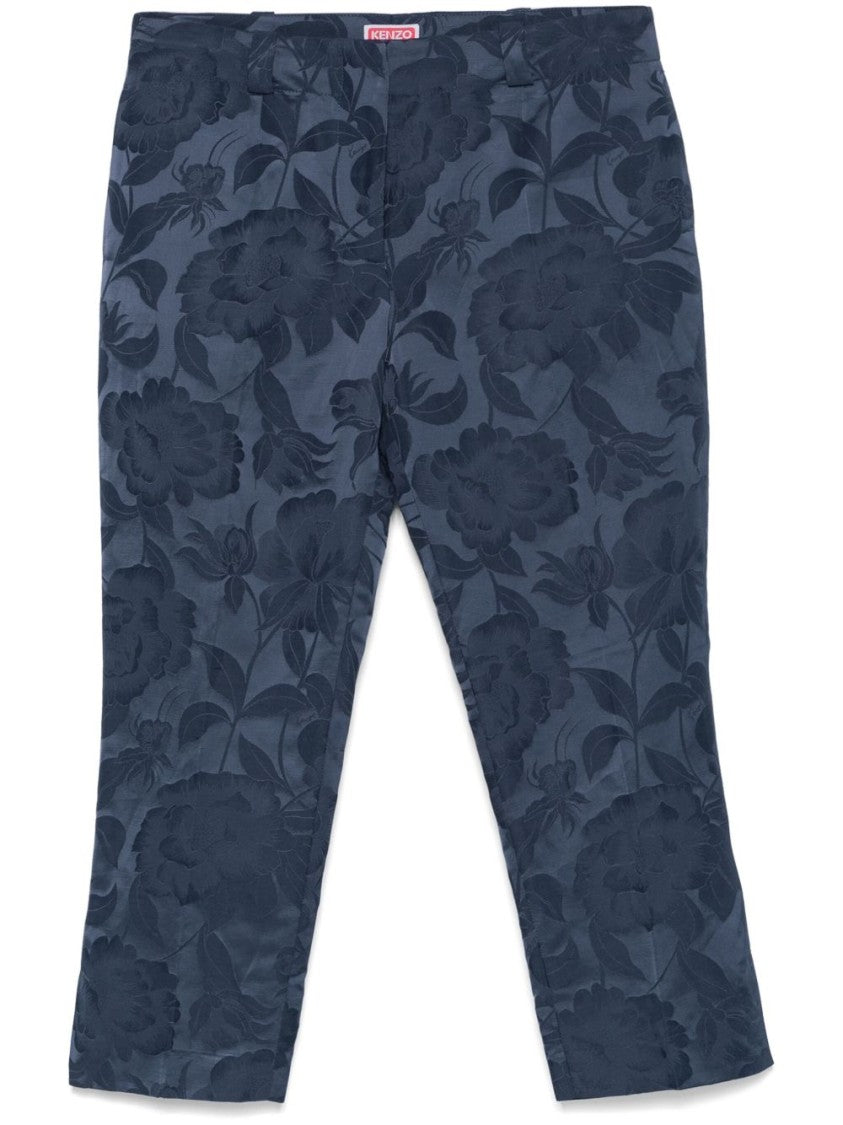 Kenzo Indigo Blue Belted Tailored Slit Trousers