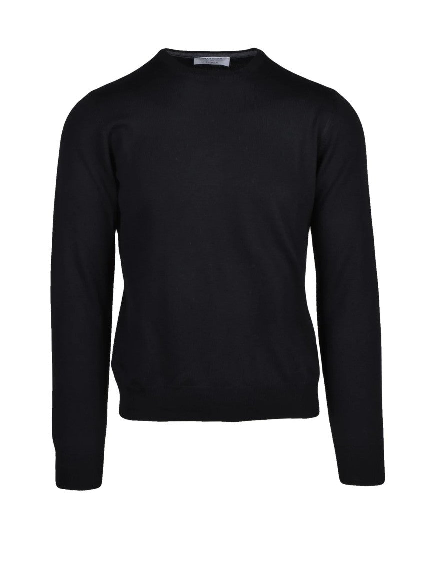 Gran Sasso X Fedele Black Tailored Virgin Wool Crewneck Sweater