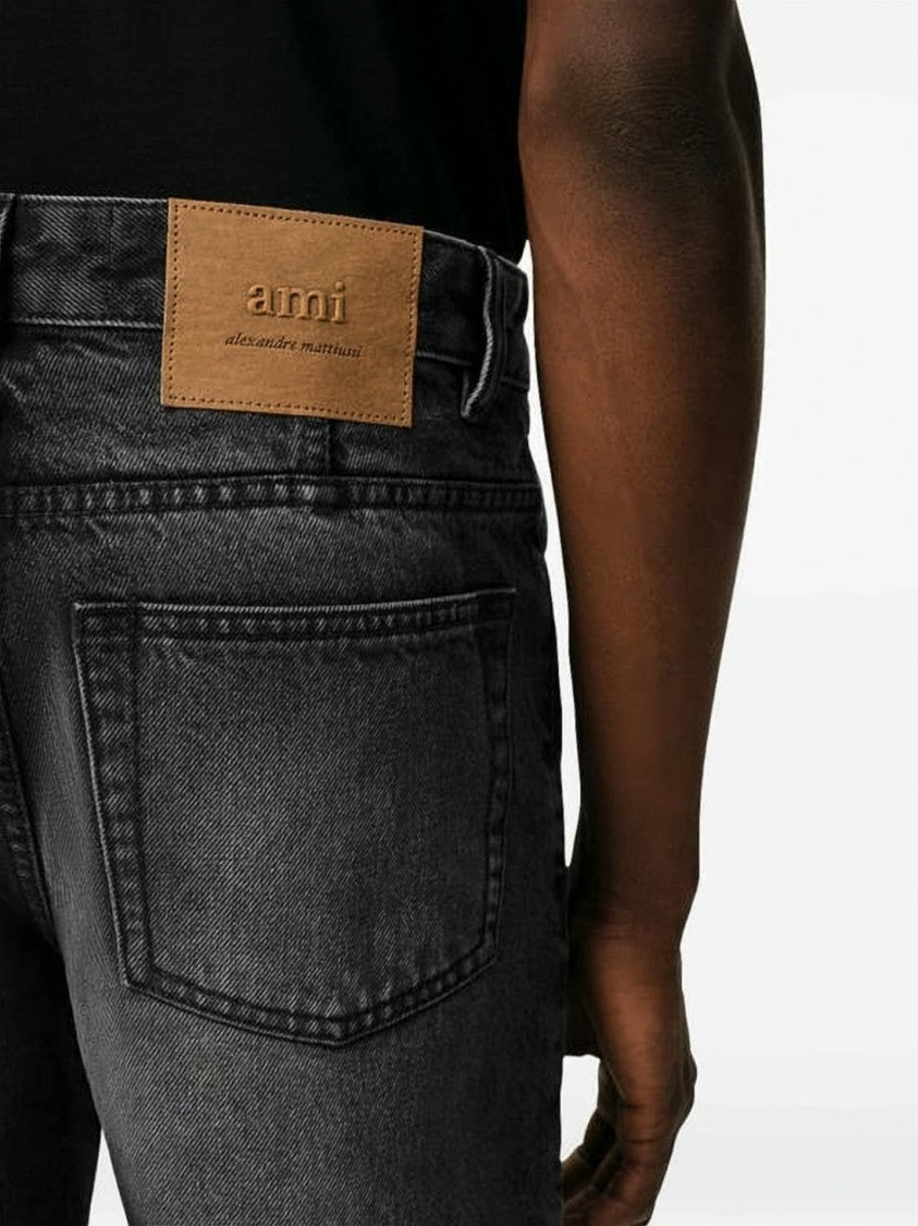 Ami Paris Tapered Fit Denim Jeans With Classic Five-Pocket Design