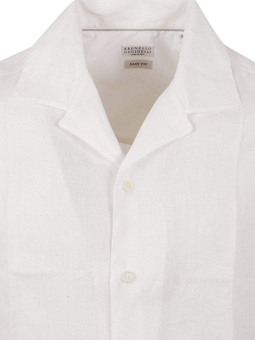Brunello Cucinelli Short-Sleeved Linen Shirt With Classic Collar