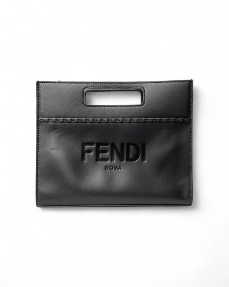Fendi Small 2-Way Tote Logo Smooth Black