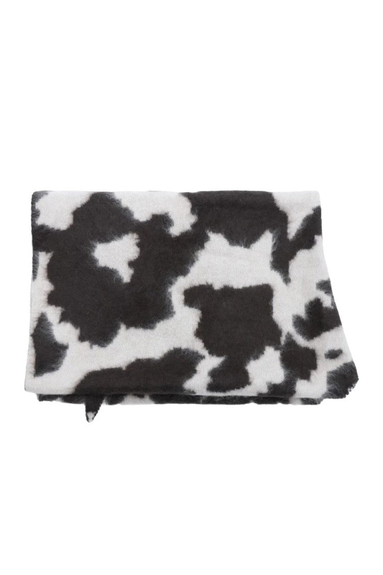 Guest In Residence Cream Grizzly Cowhide-Print Cashmere Scarf