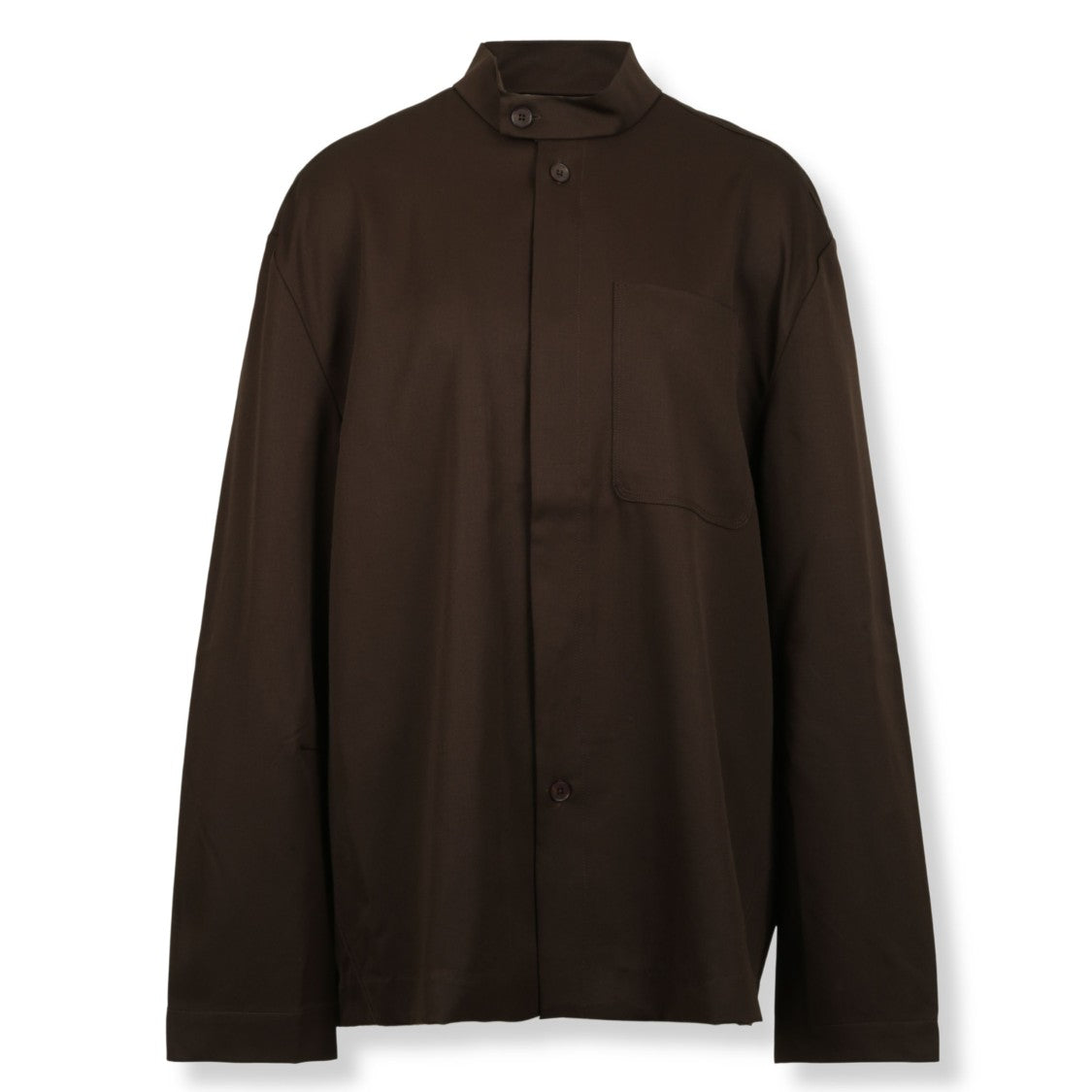 Entire Studios Straight-Line Brown Shirt With Mandarin Collar
