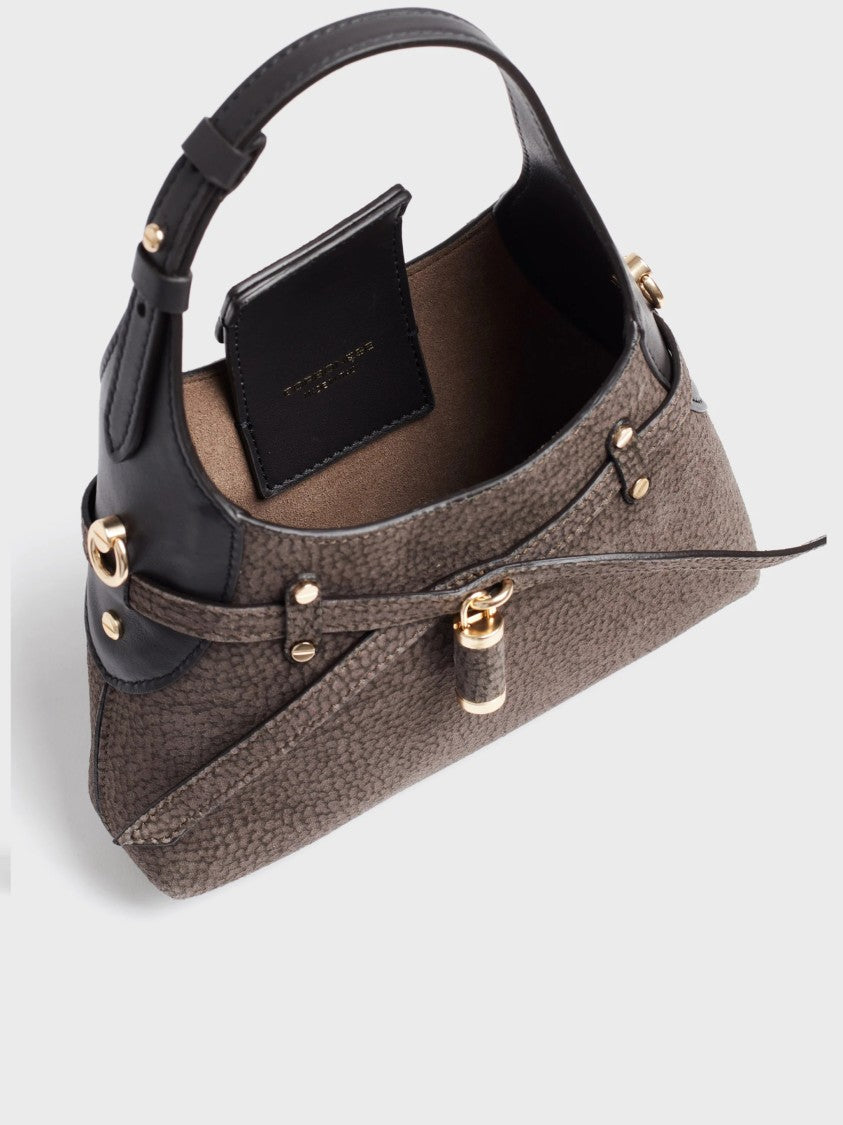 Borbonese Textured Pebbled Mini Hobo Bag With Gold-Tone Accents