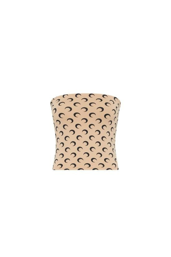 Marine Serre Fitted Sleeveless Top With Graphic Crescent Design