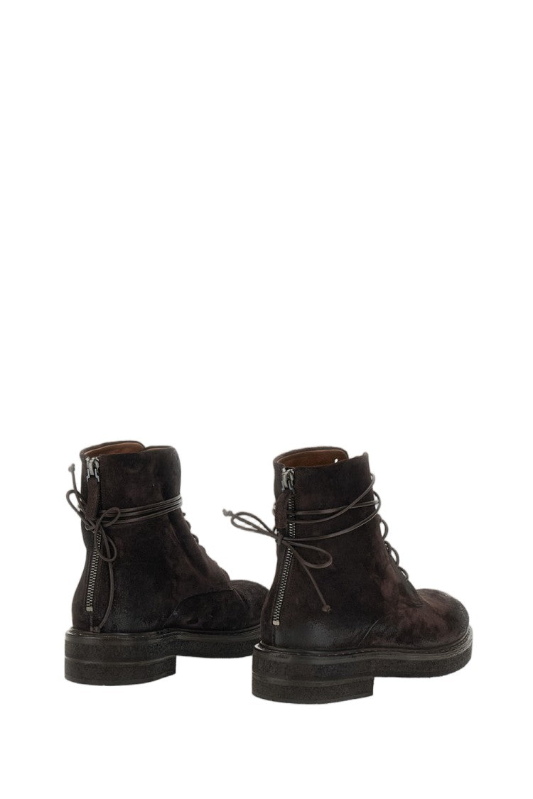 Marsèll Dark Brown Parrucca Rear-Zip Reverse Leather Ankle Boots