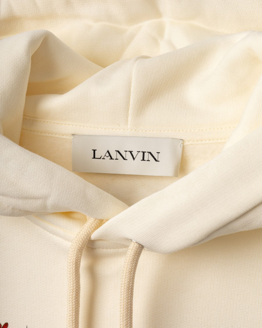 Lanvin Floral Heart Hoodie With Ribbed Detailing