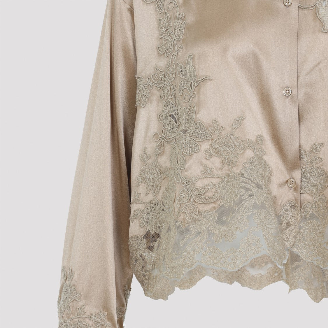 Ermanno Scervino Satin Light Brown Silk Shirt