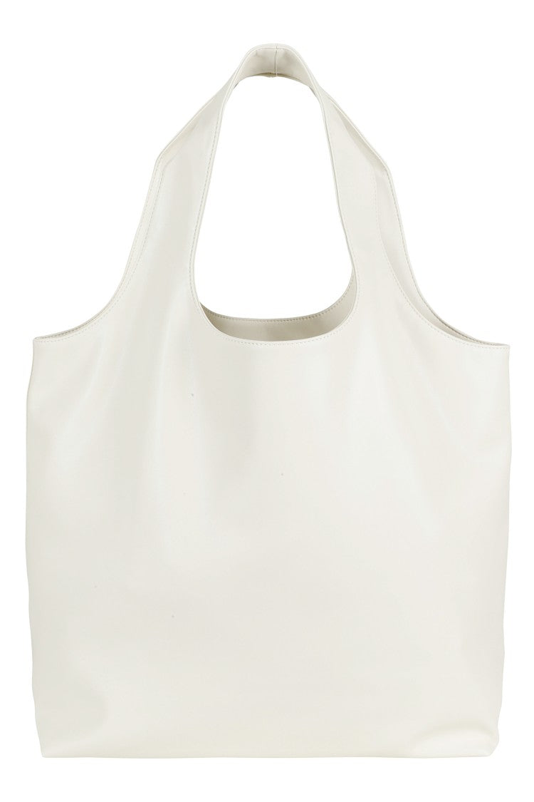 A.P.C. Ecru Tote Ninon Front Logo Polyurethane Tote Bag