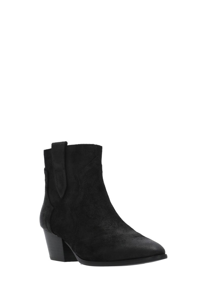 Ash Black Flare Arrow-Toe Suede Boots