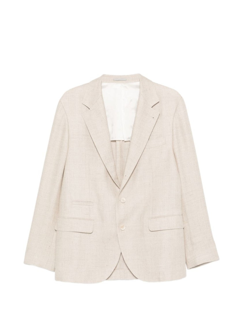 Brunello Cucinelli Beige Single Breasted Wool-Linen Blazer