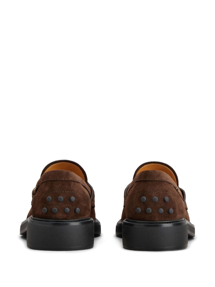Tod's Brown Suede Moccasins With Classic Penny Loafer Design