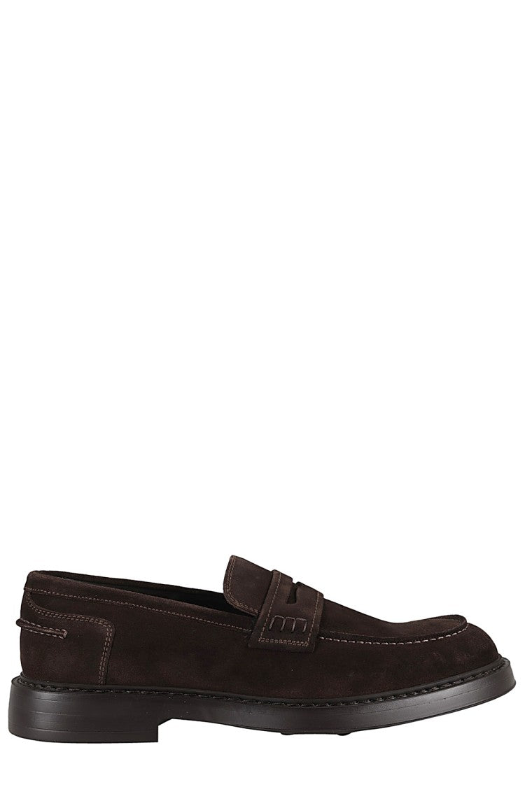 Doucal's Mink Adler Penny Moccasin Toe Suede Loafers