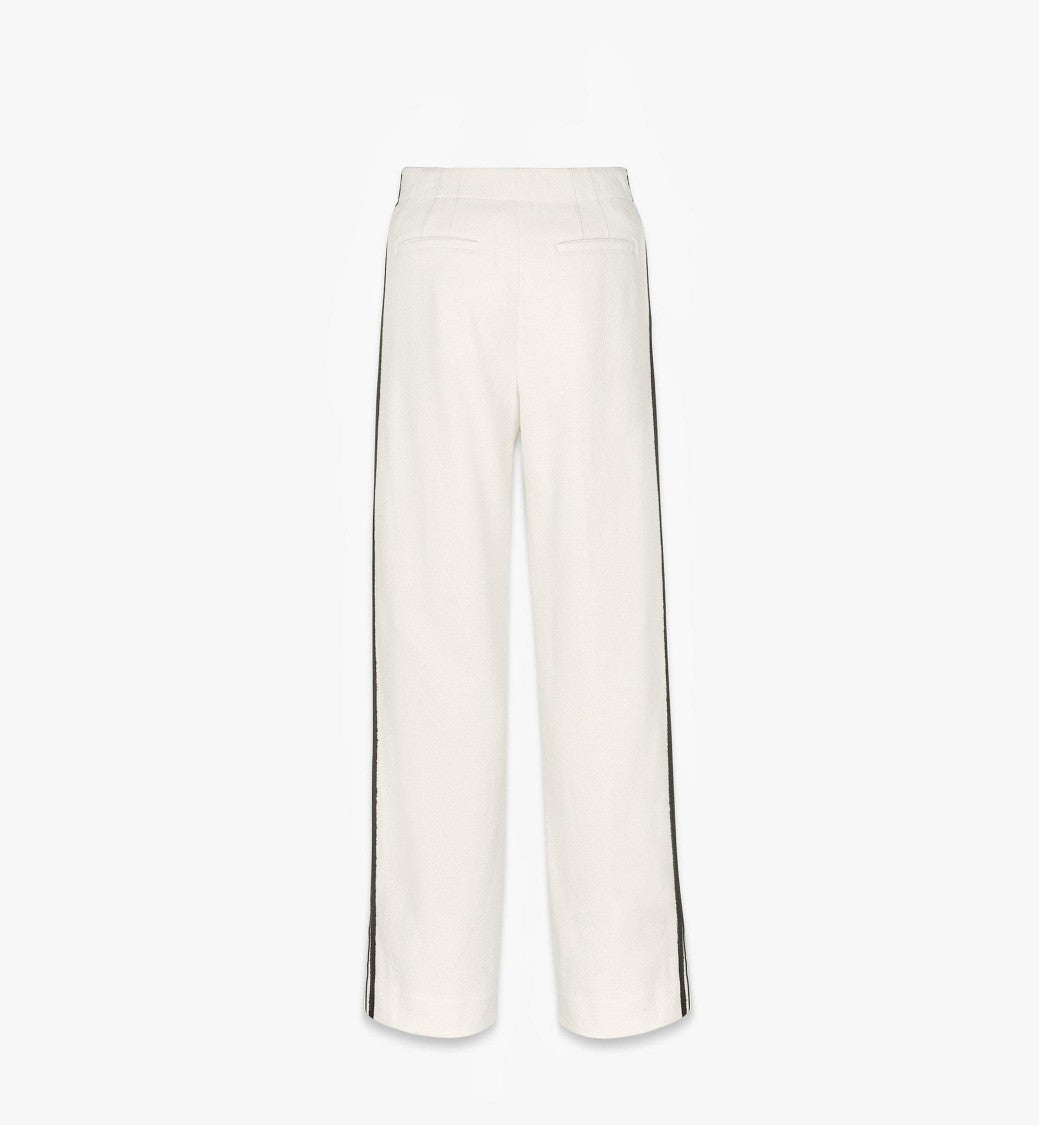 Mcm Wide-Leg Bouclé Pants With Contrast Black Trim