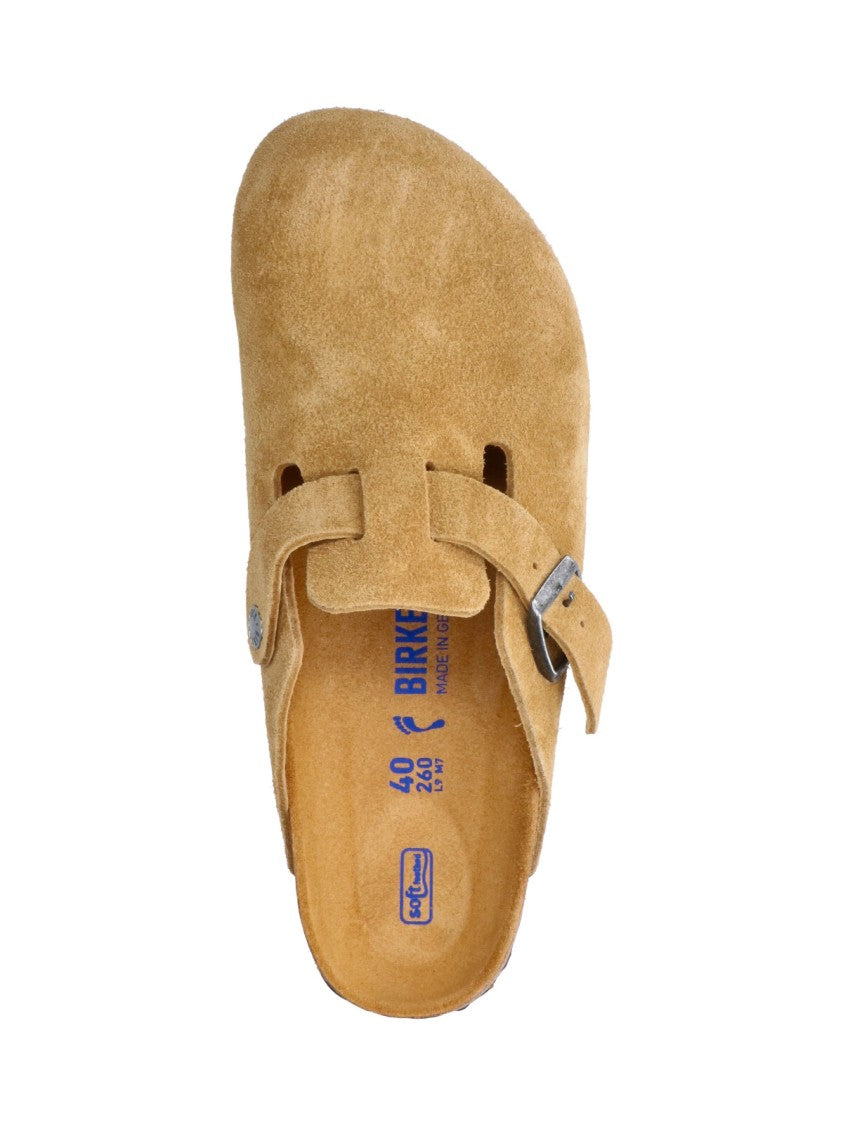 Birkenstock Beige Boston Calfskin Suede Mules