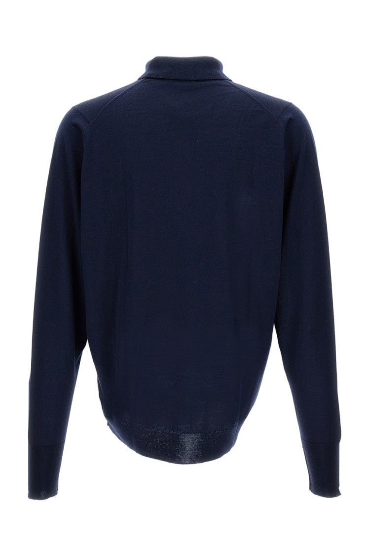 John Smedley Long-Sleeved Polo Shirt In Extra-Fine Merino Wool