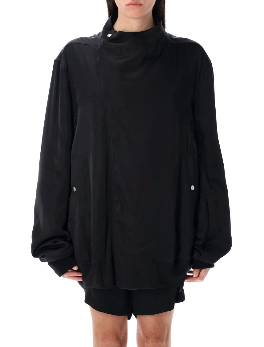 Rick Owens Anthem Jacket With Rounded Funnel Neck And Off-Centre Zipper