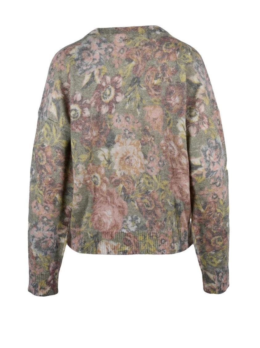 Liu Jo Multicolor Floral Pattern V-Neck Cardigan