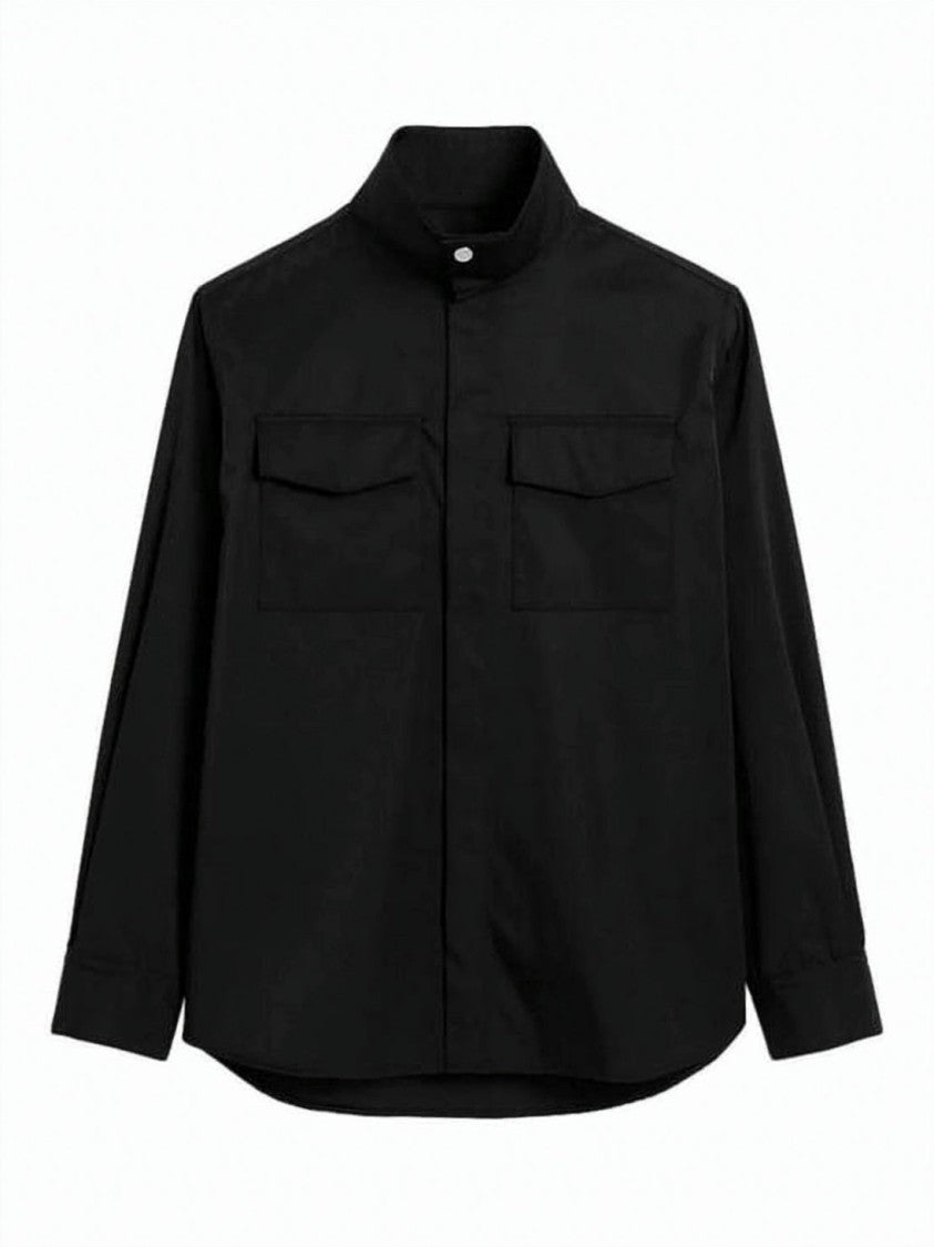 Ami Paris Boxy-Fit High Collar Shirt With Flap Pockets