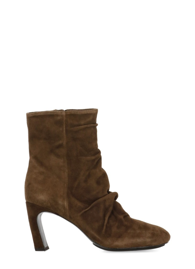 Ash Brown Estelle Square-Toe Suede Boots
