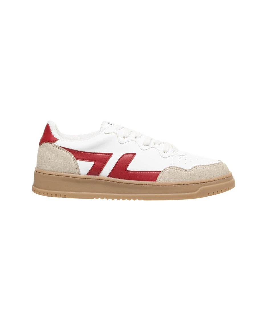 Zeta Chunky Red Corn Leather Sneakers With Unique Logo Details