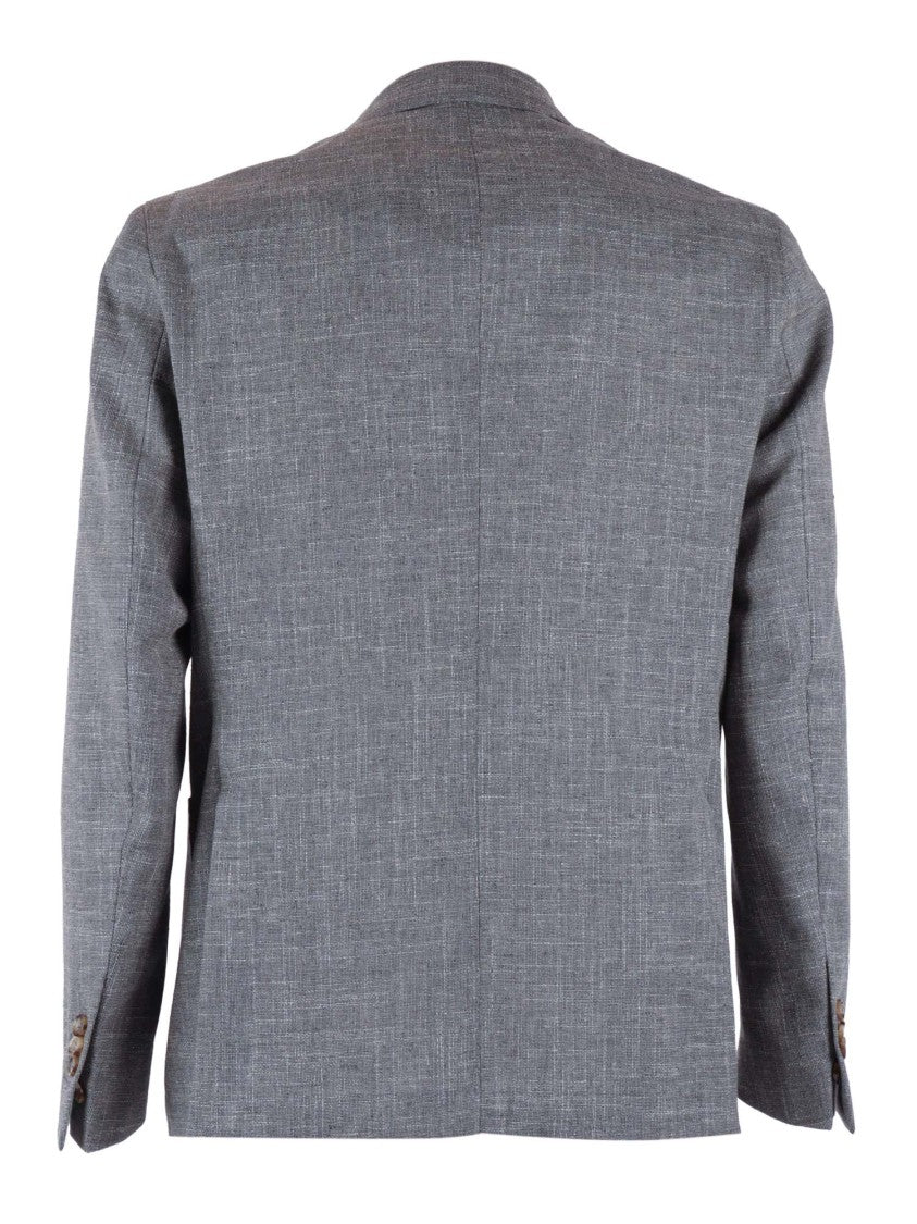 Breras Grey Textured Two Button Blazer