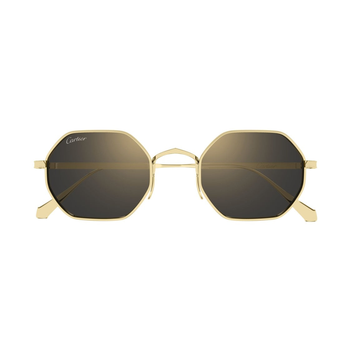 Cartier Octagonal Titanium Sunglasses With Polished Gold Finish