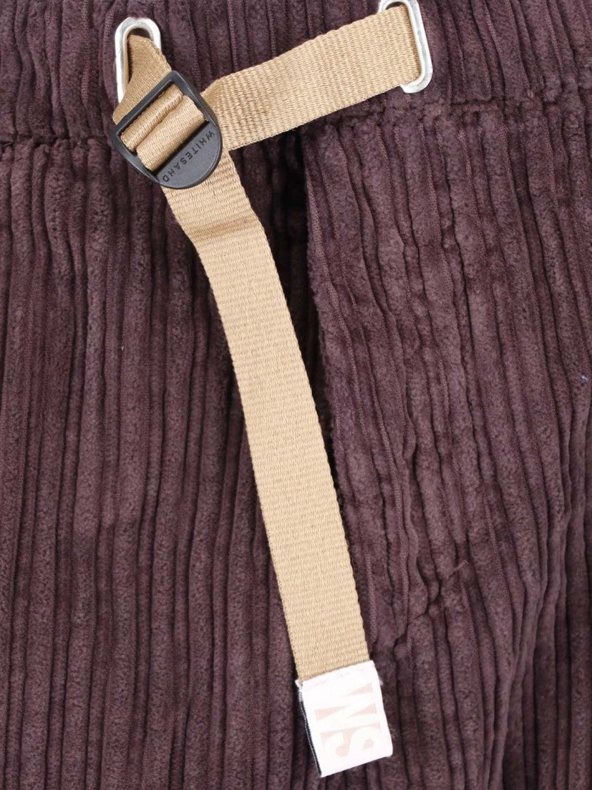 White Sand Bordeaux Cotton Corduroy Straight-Leg Pants
