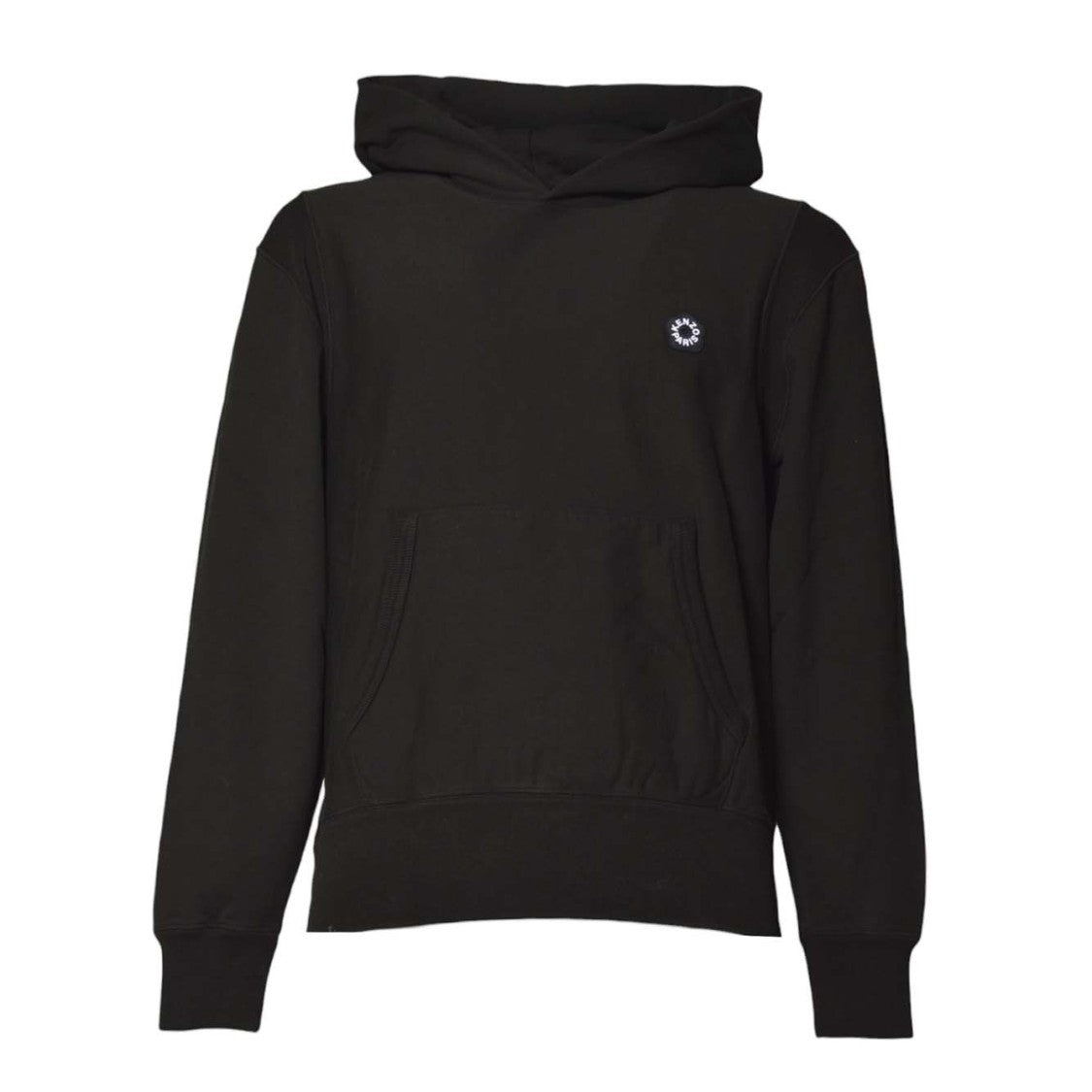 Kenzo Minimalist Black Hoodie With Circular Flower Embroidery