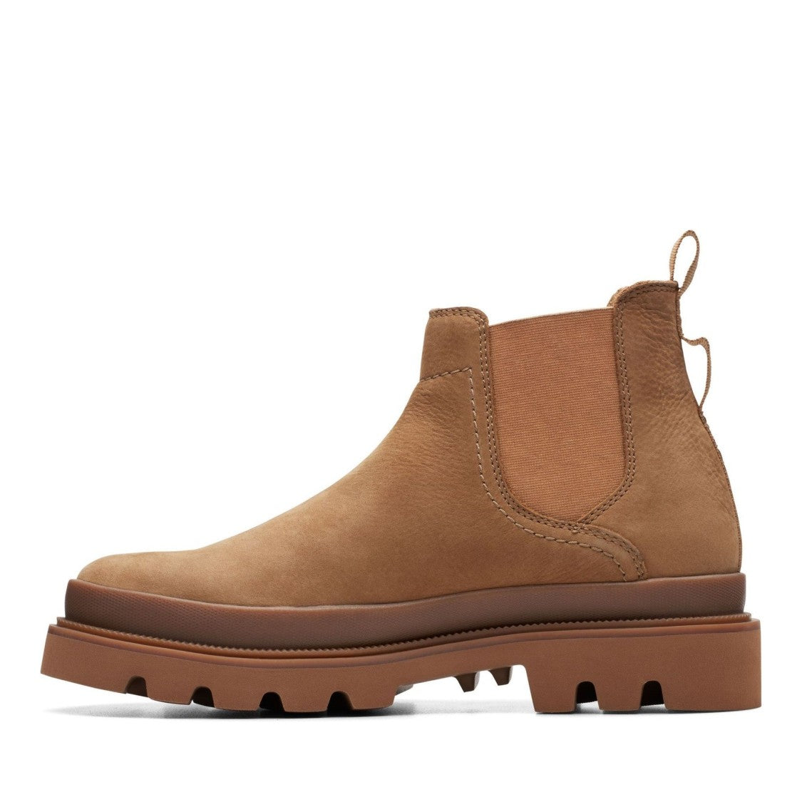 Clarks Badell Top Beige Elastic Side Nubuck Ankle Boots