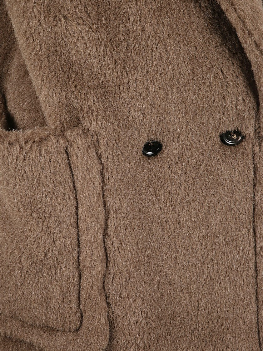 Max Mara Plush Textured Sleeveless Jacket With Double-Breasted Front