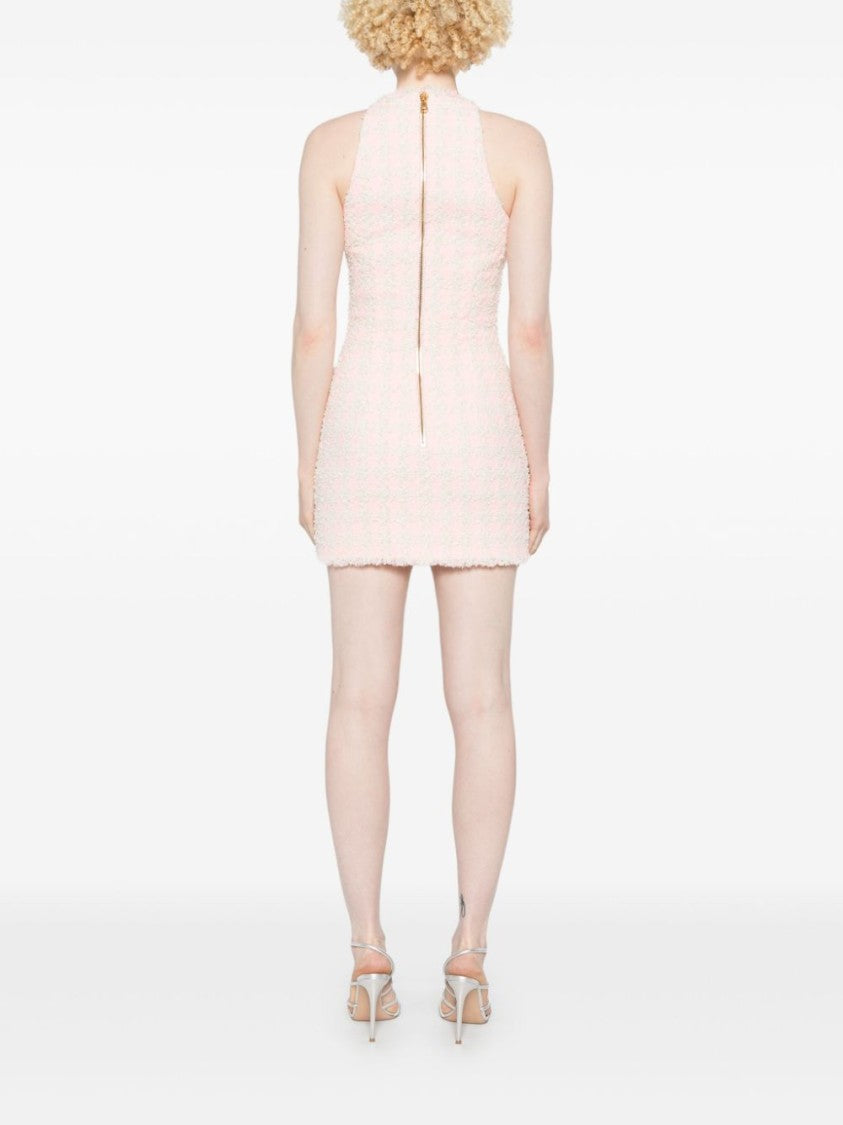 Balmain Bubblegum Pink Frayed Edge Zip Dress