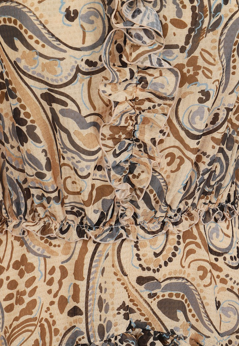 Etro Playful Paisley Mini Dress With Ruffled Neckline