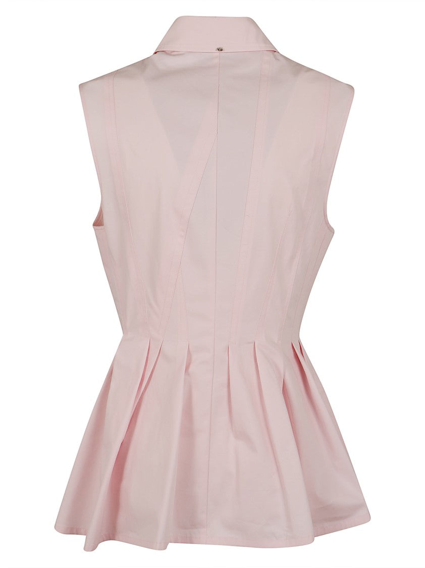 Max Mara Sleeveless Fitted Shirt With Flared Peplum Hem