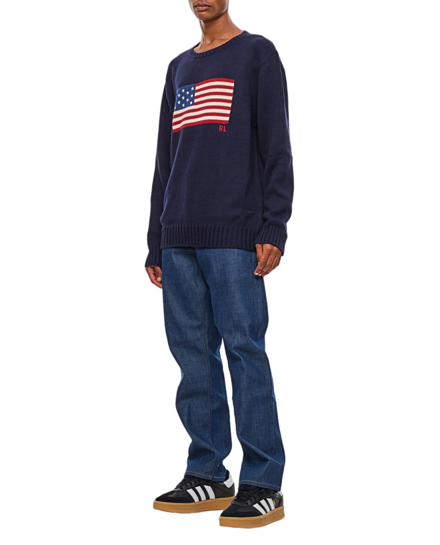 Polo Ralph Lauren Embroidered American Flag Long Sleeve Pullover