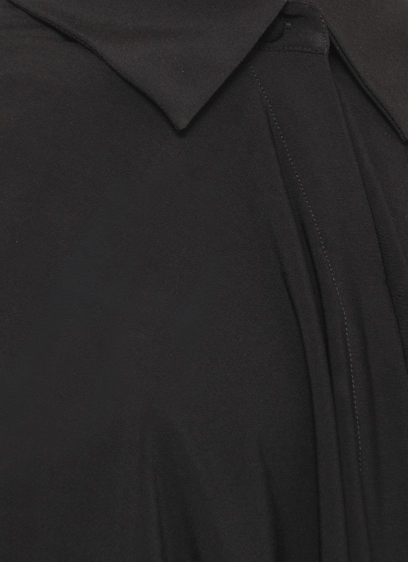 The Andamane Black High-Neck Draped Midi Dress