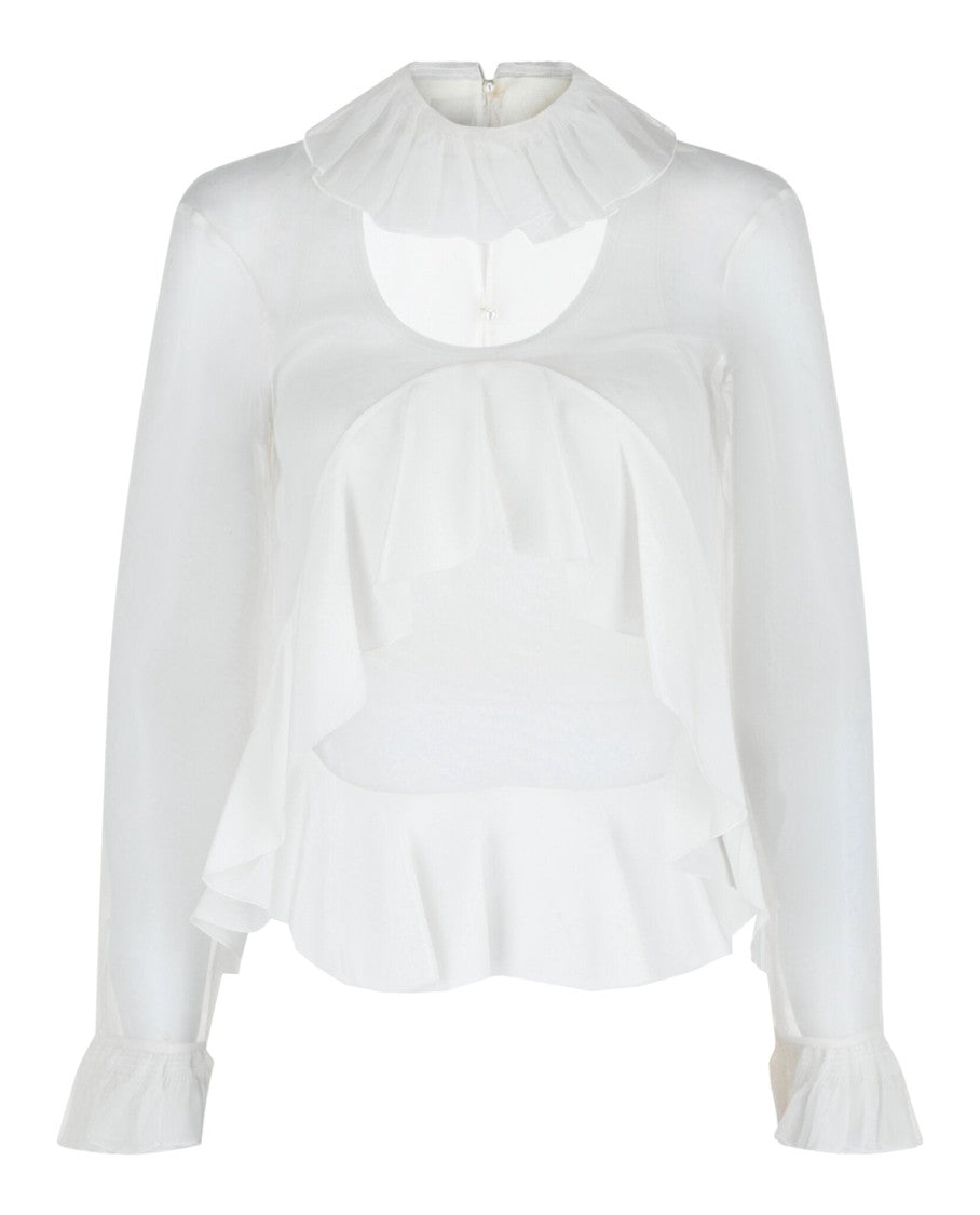 Givenchy Cropped Silk Blouse With Ruffles
