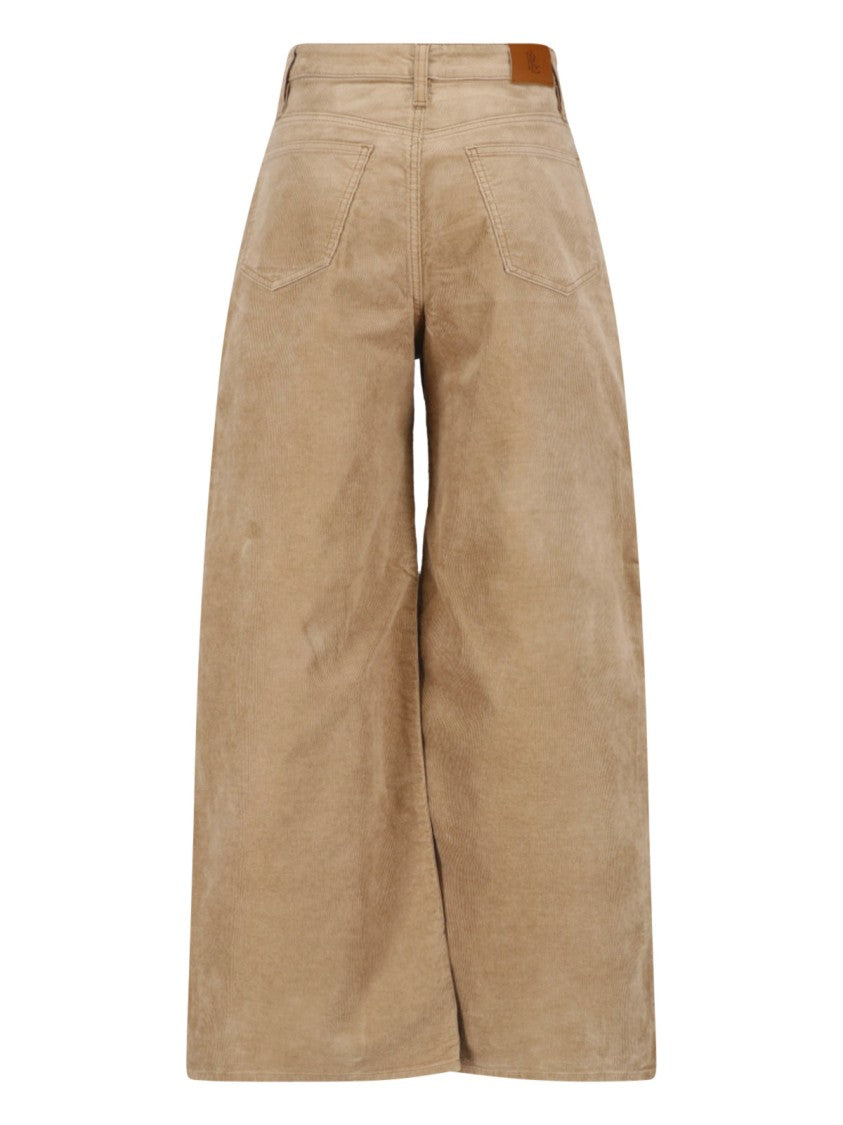 Polo Ralph Lauren Beige Wide-Leg Corduroy Pants With Classic Five-Pocket Design