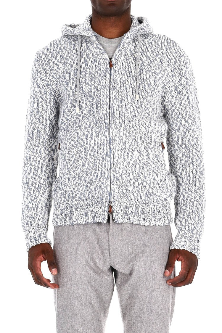 Eleventy Mouliné Full Zip Cashmere Hoodie