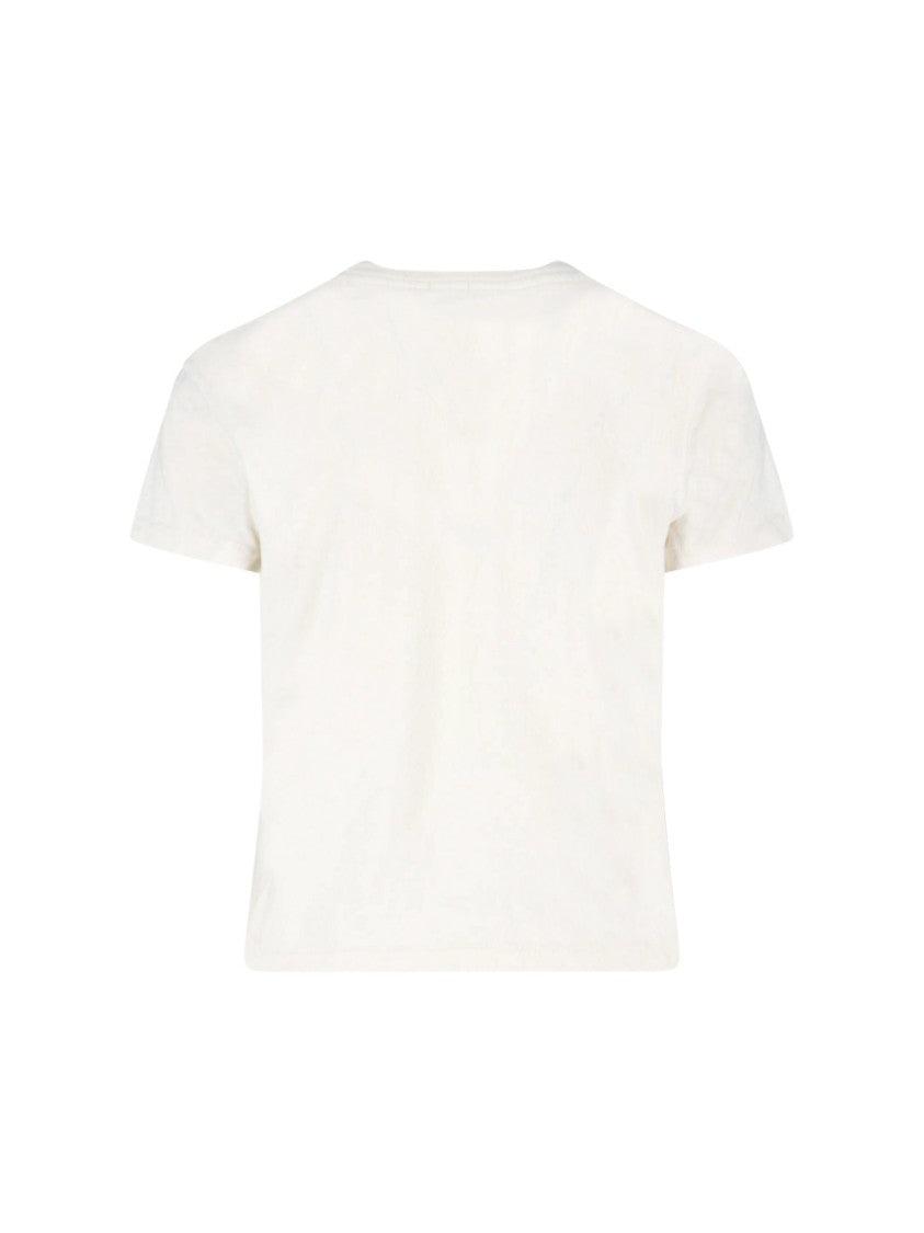 Re/Done White Kiss Me Cropped Cotton T-Shirt