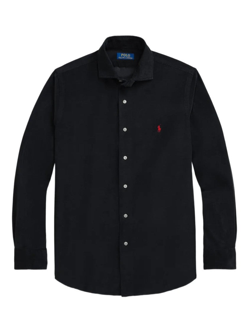 Polo Ralph Lauren Black Button-Down Embroidered Long-Sleeve Cotton Shirt