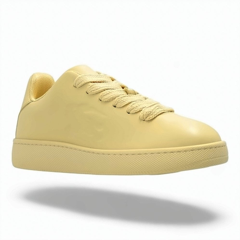 Burberry Monochromatic Smooth Leather Sneakers With Textured Sole