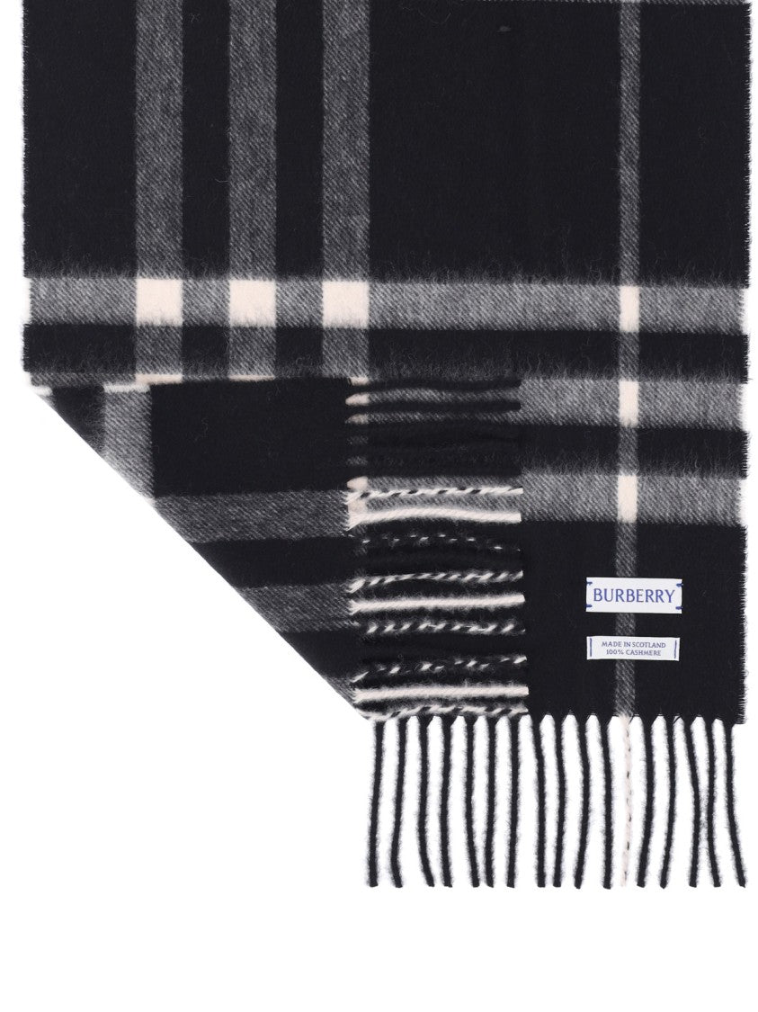 Burberry "Check" Cashmere Scarf – Black
