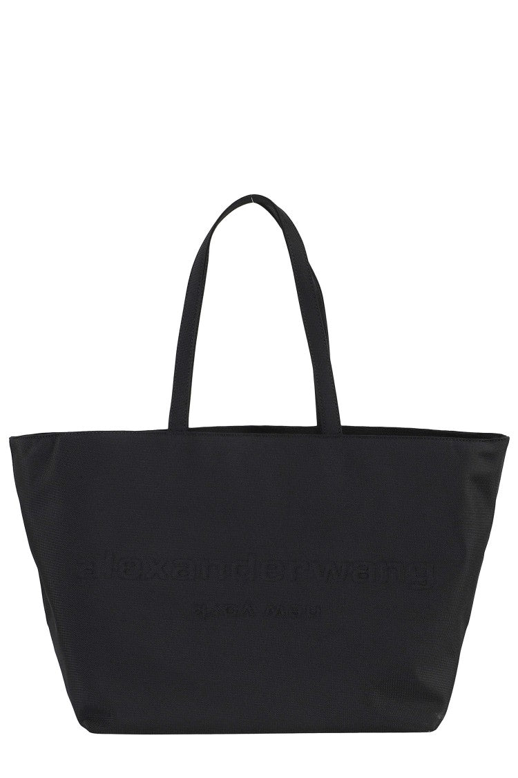 Alexander Wang Black Punch Embossed Logo Nylon Tote Bag