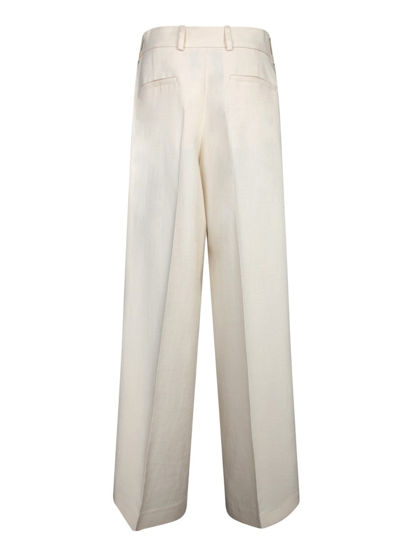 Msgm Wide-Leg White Trousers With Tailored Fit