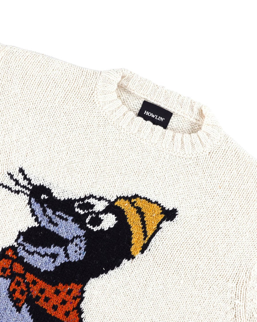 Howlin Seal Jacquard Mohair-Wool Crewneck Sweater