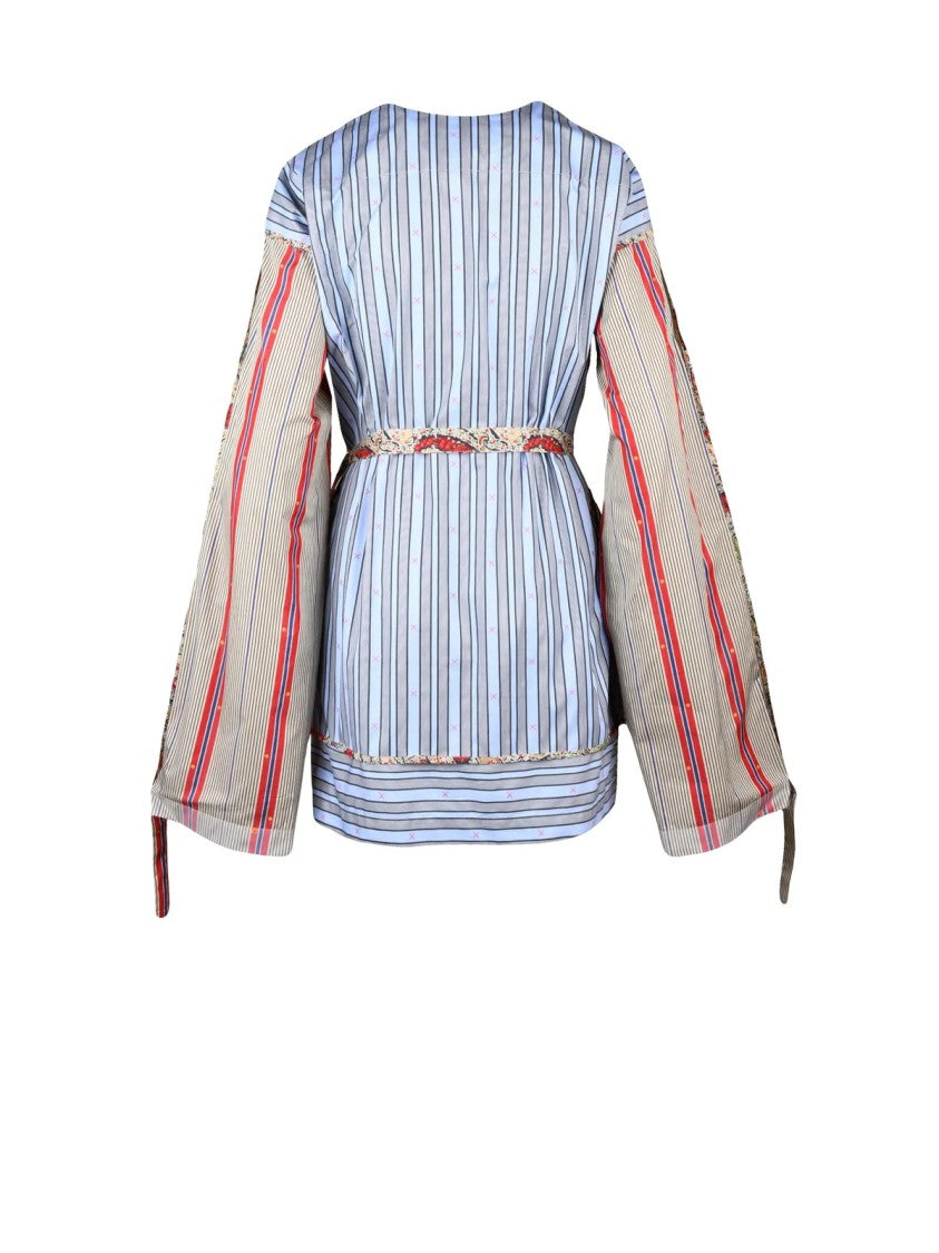 Vivienne Westwood Vertical Stripe Mini Scylla Dress With Adjustable Sleeves And Tailored Waist