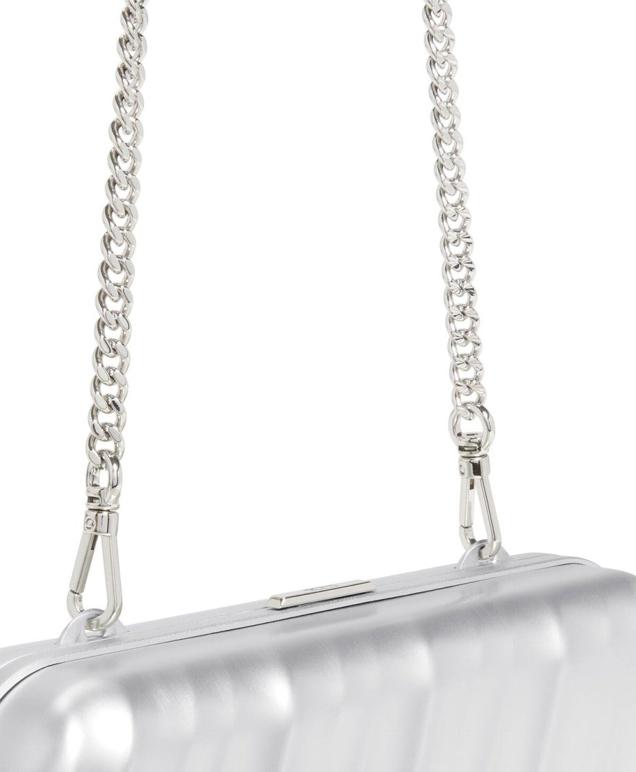 Tumi Modern Silver Aluminum Minaudiere With Chain Strap