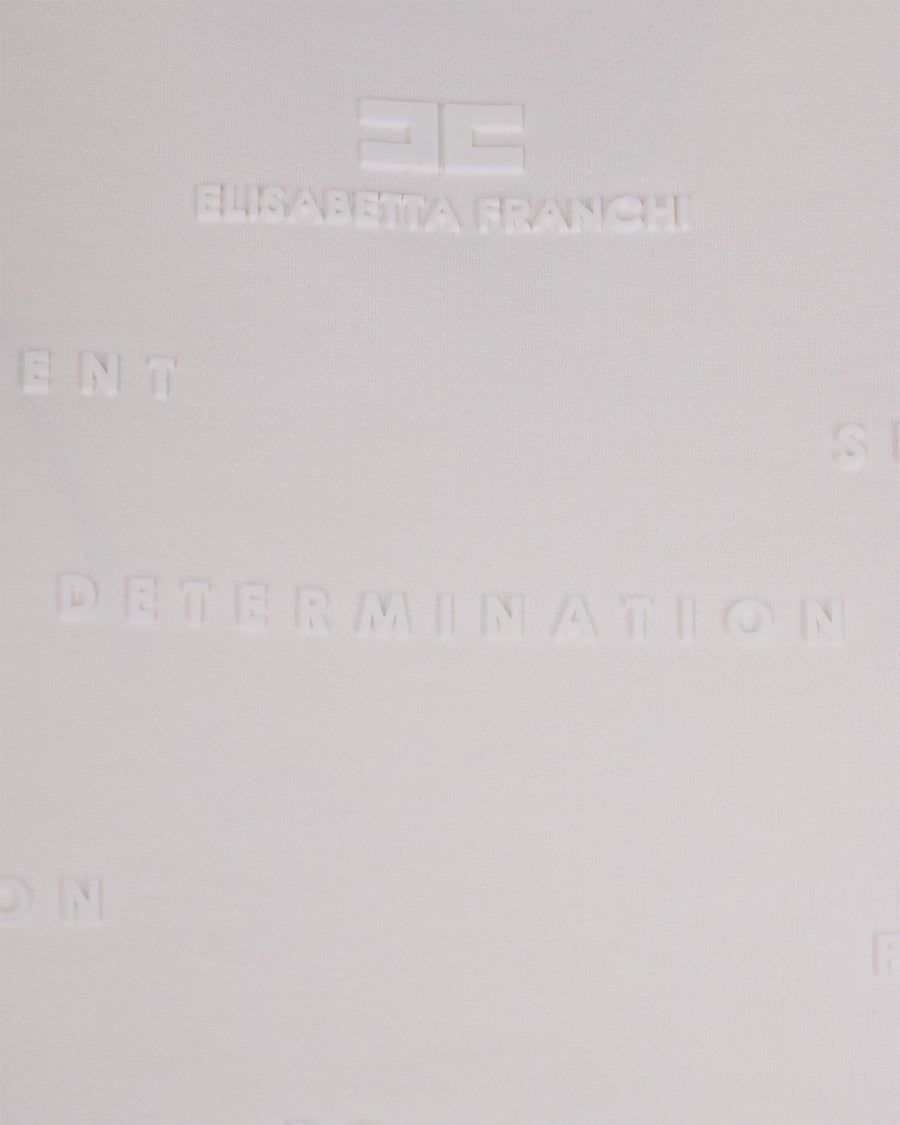 Elisabetta Franchi Cotton Jersey T-Shirt With Embossed Logo Detail